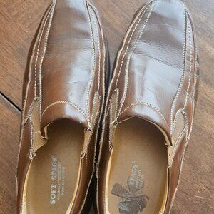 Men Soft Stags brown slip ons slip resistant Neutral Durable comfort Dress shoes